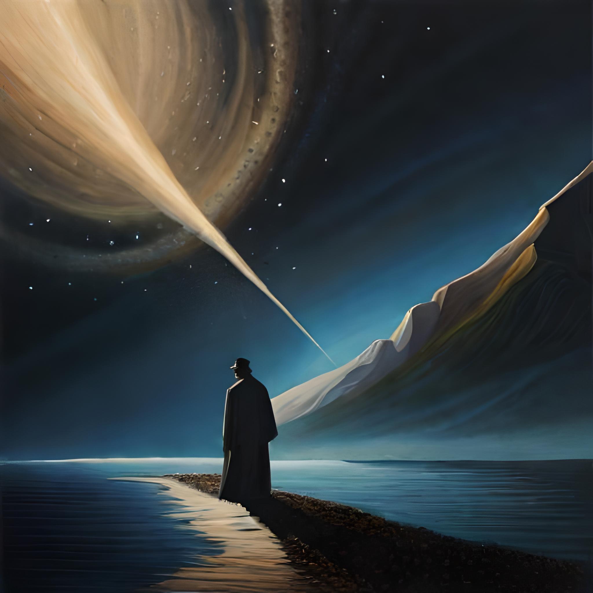 comet falling in surrealist art